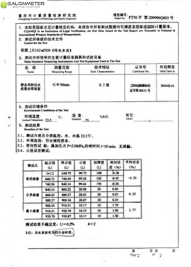 GALONMETER TEST REPORT